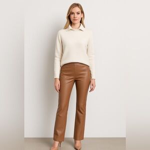 WILFRED FREE brown faux leather pull on bootcut pants size small fall trendy